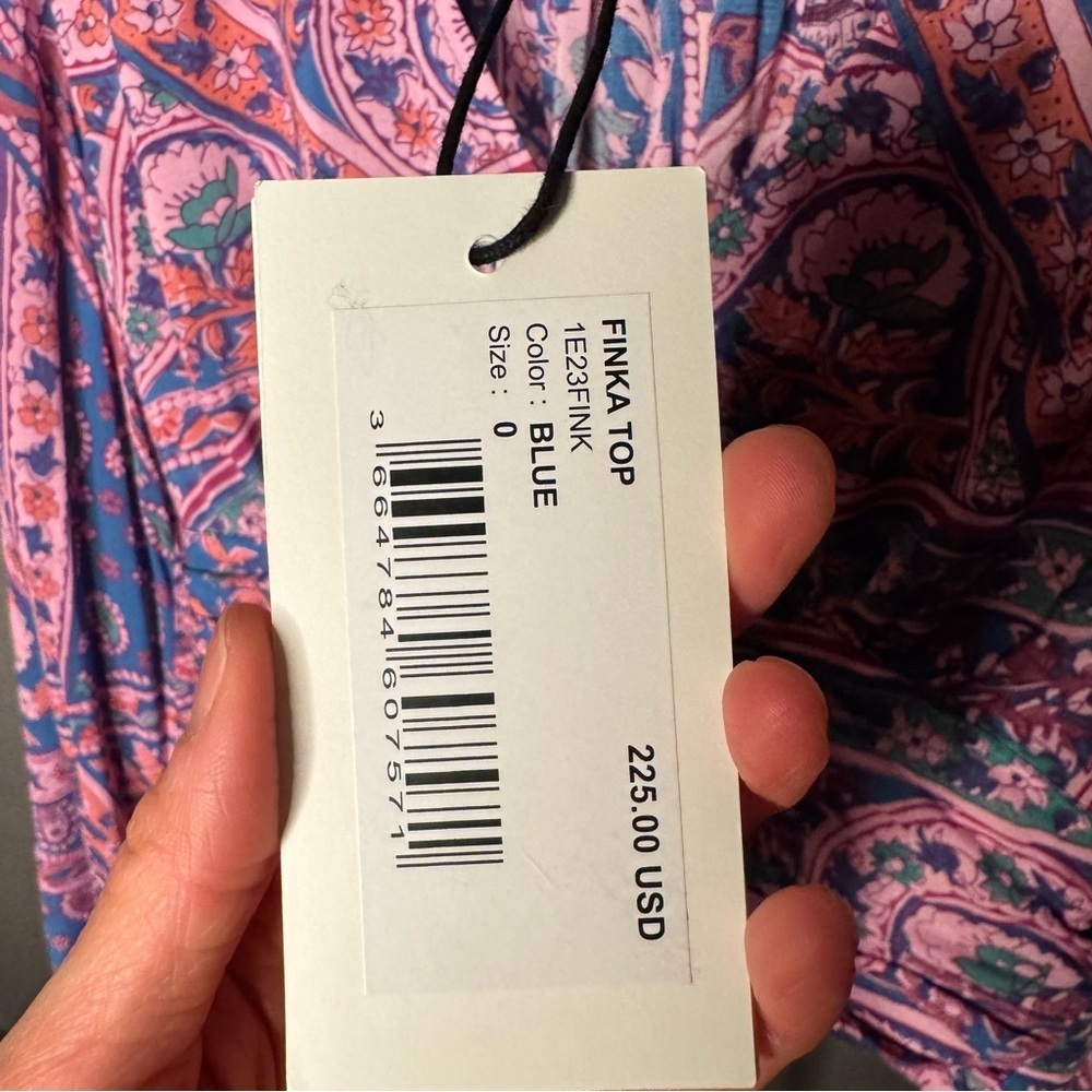 ba&sh NWT Finka Long-Sleeve Floral Paisley Puff Sleeve Crop Top Purple Pink XS - Picture 3 of 15